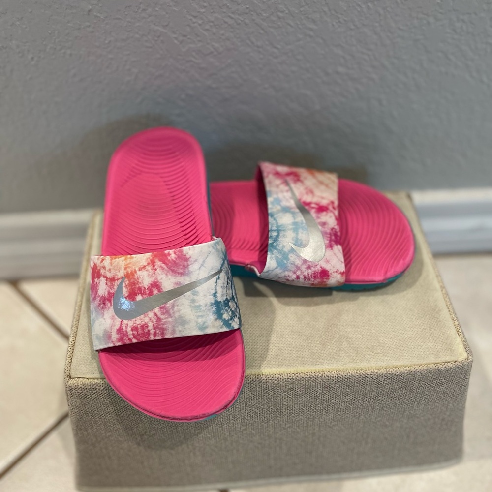 Nike Pink Tie-Dye Slide Sandals